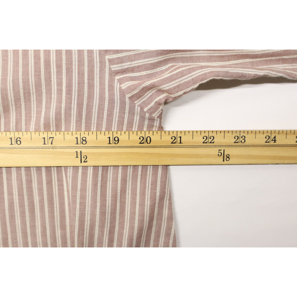 The Great Women's Puff Sleeve Striped Crew Neck Midi Cotton Dress Sz L - Picture 4 of 9